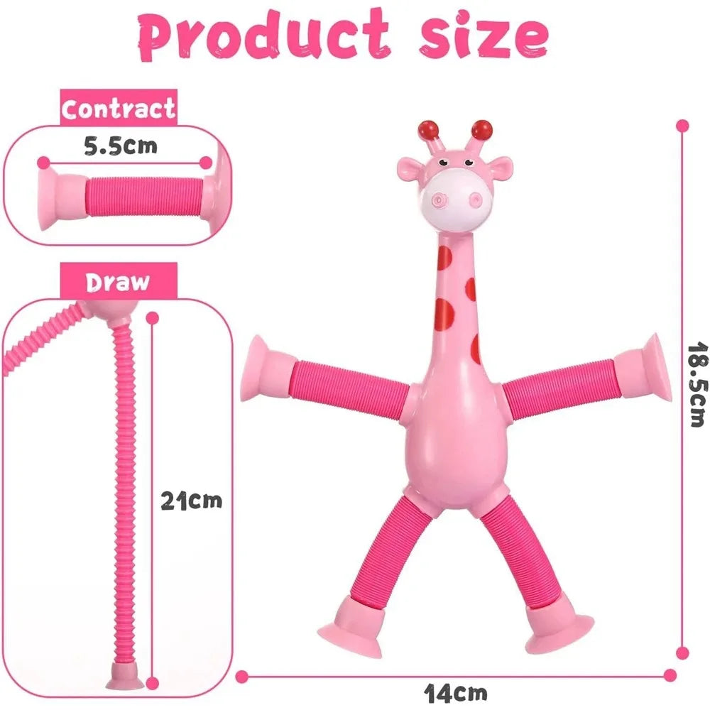 4 Pack of Sensory Telescopic Suction Cup Giraffes