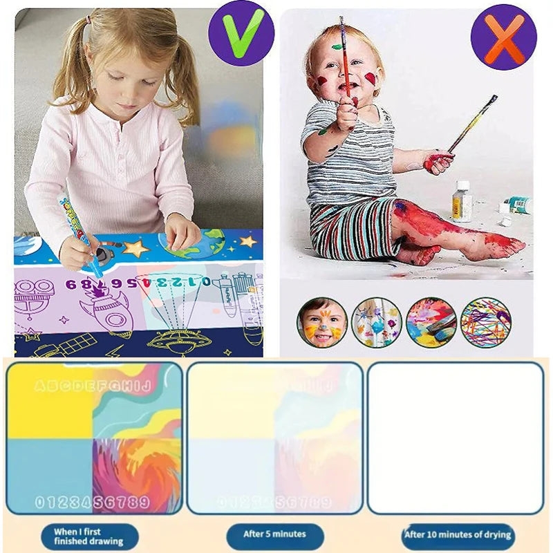 Montessori Painting Magic Water Drawing Mat With Reusable Magic Pens