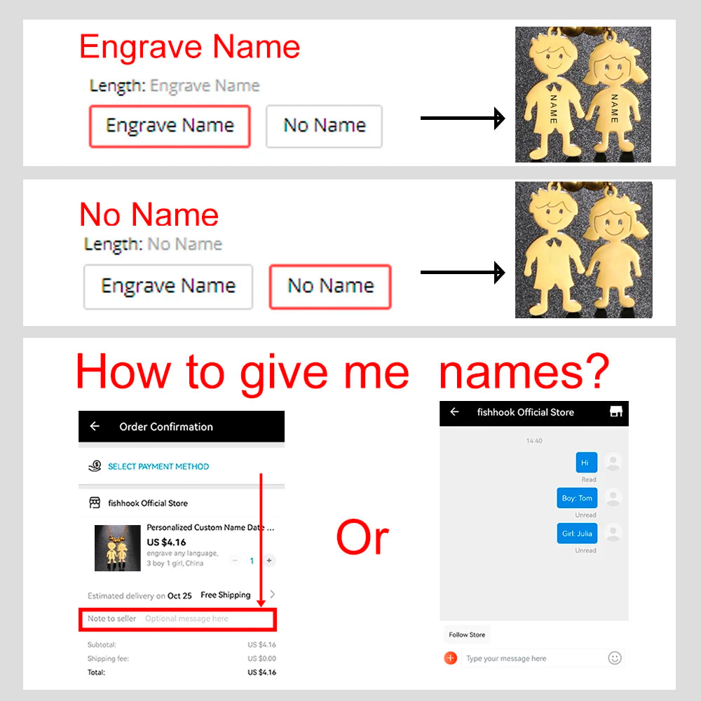 Personalized Boy Girl Necklace Custom Chain Engrave Name Mother Kid Family