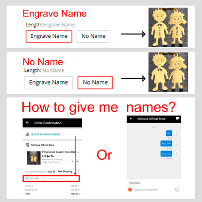 Personalized Boy Girl Necklace Custom Chain Engrave Name Mother Kid Family