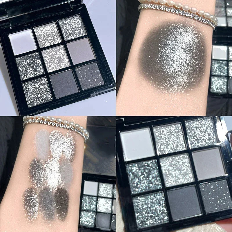 9 Colors Shimmer Punk Smokey Matte Glitter Eyeshadow Palette