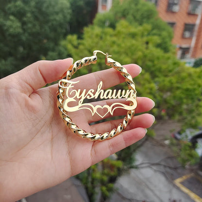 Custom Name Twist Hoop Earrings