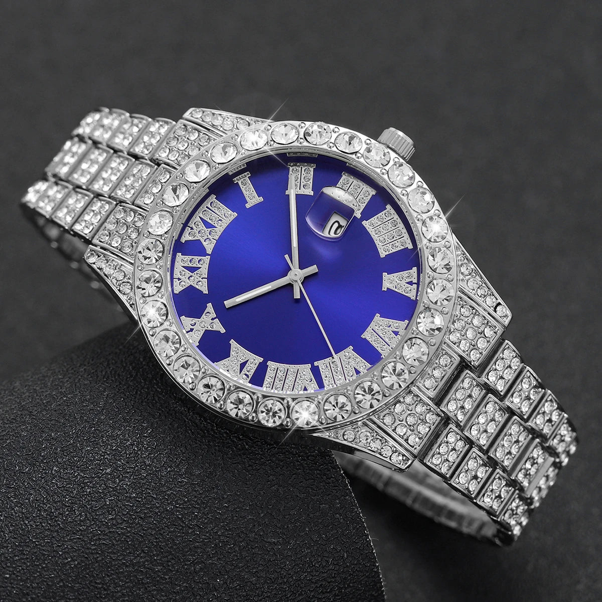 Quartz wrist watch and Cuban bracelet