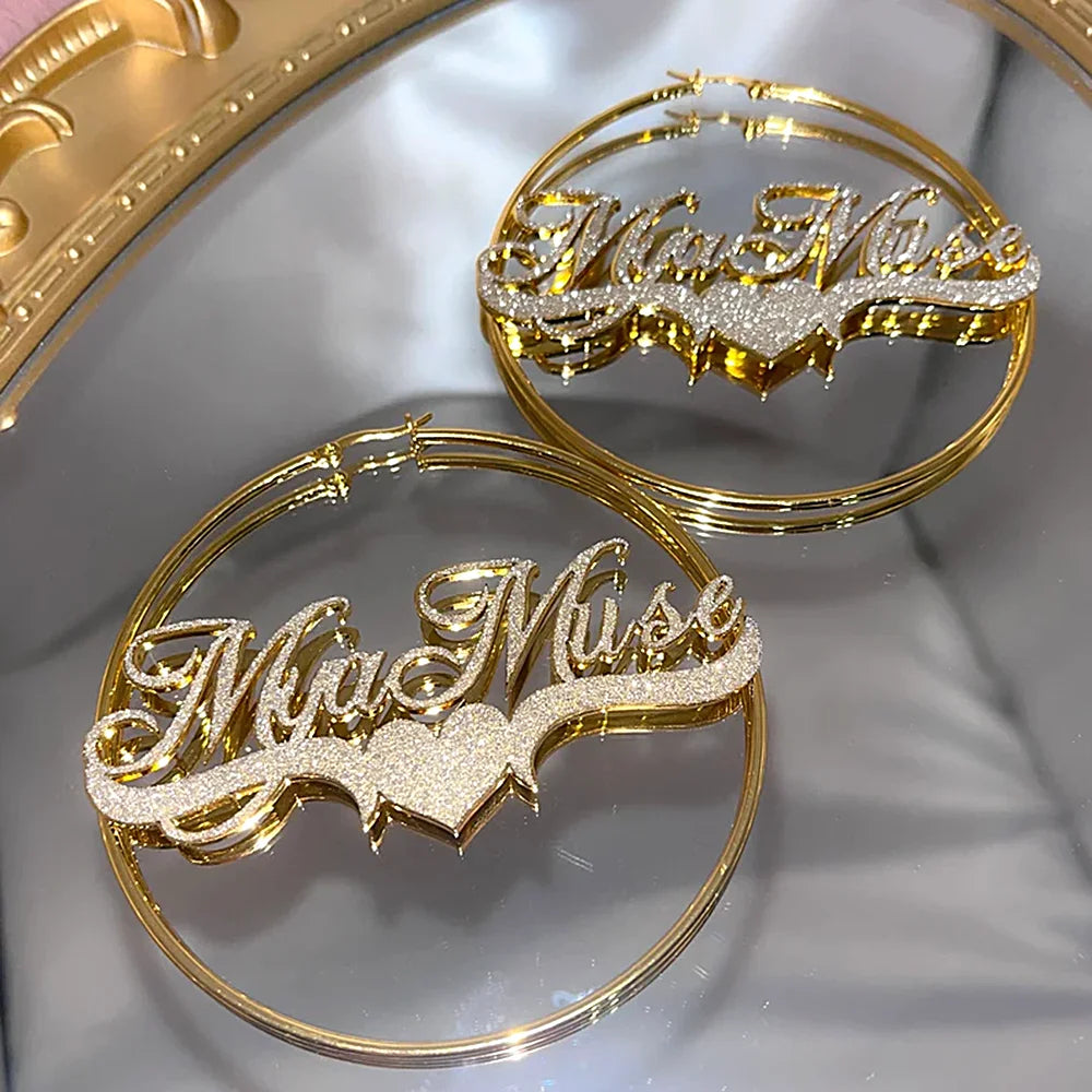 Personalized Custom Frosting Name Heart Drop Earrings