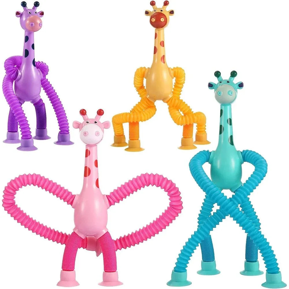4 Pack of Sensory Telescopic Suction Cup Giraffes